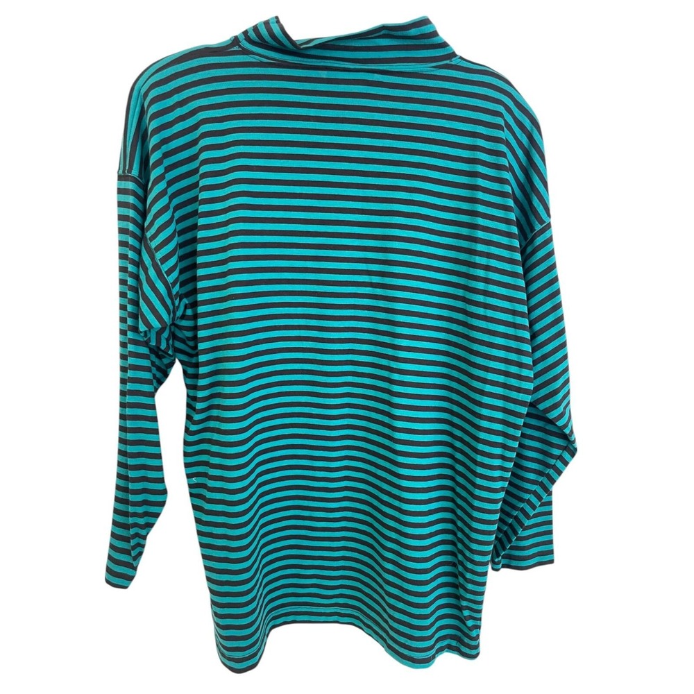 Sunbelt Sportwear Long Sleeve Shirt Green Stripe Vintage One Size High Neck - Picture 3 of 7